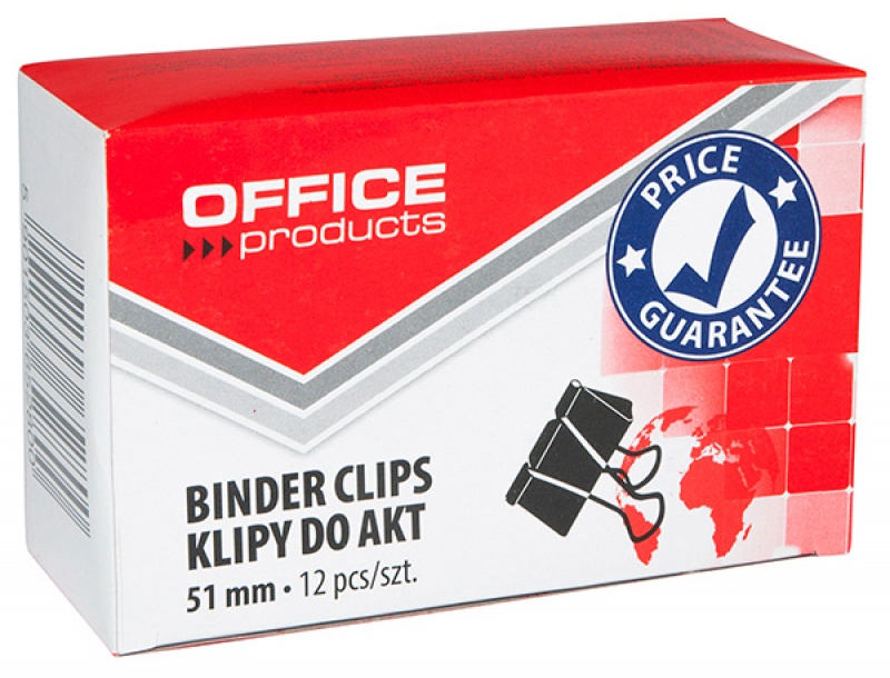 Біндер 51мм чорний 12шт. OFFICE PRODUCTS 18095119-05